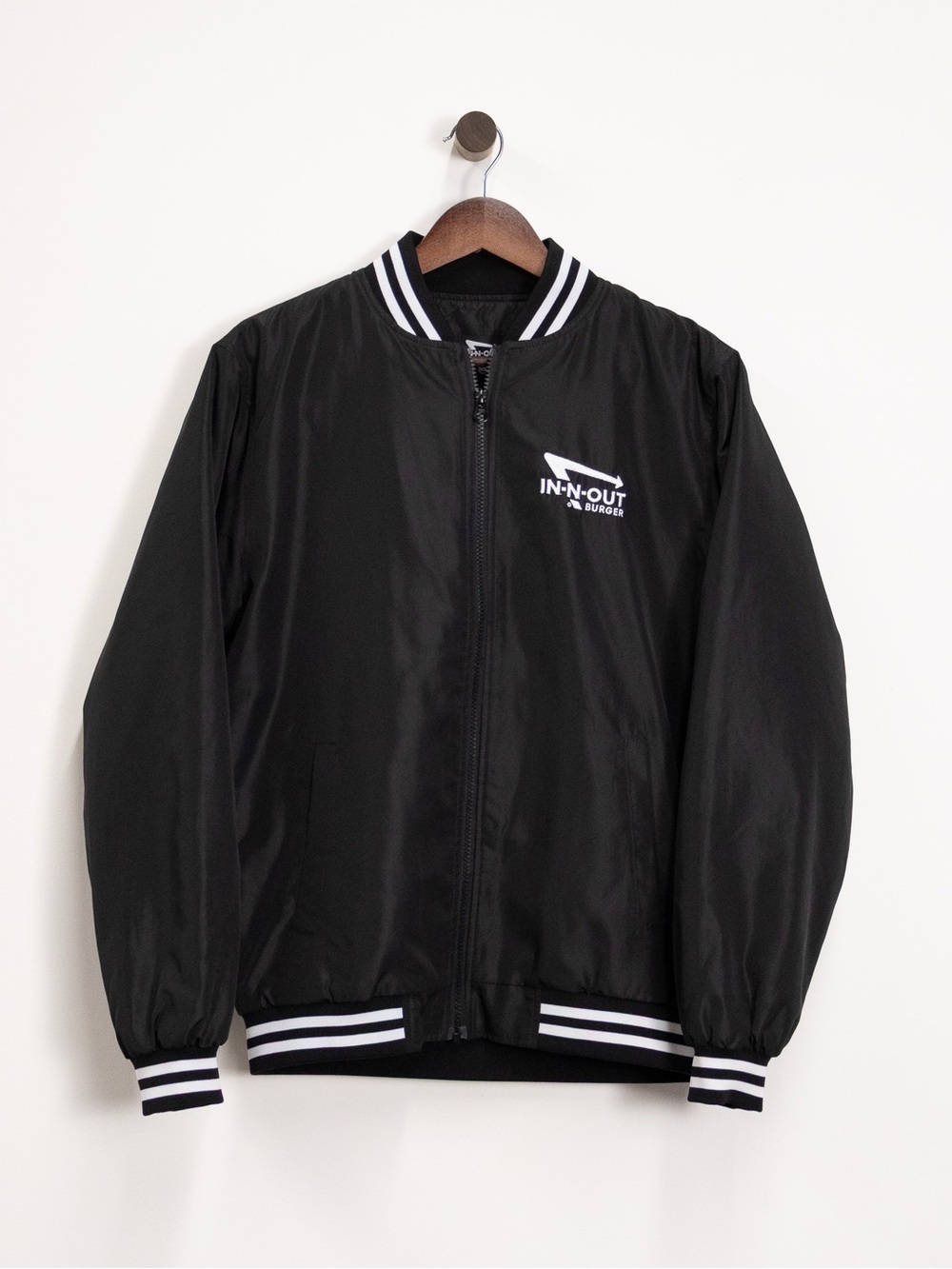 In-N-Out Burger Black Varsity Bomber Jacket — Size XS